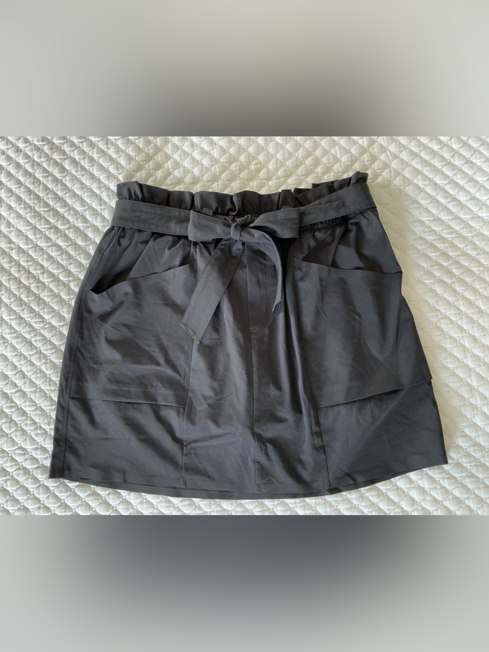 Athleta Black Skyline Belted Tie Waist PaperBag Skirt/Skort 6 - Picture 4 of 11